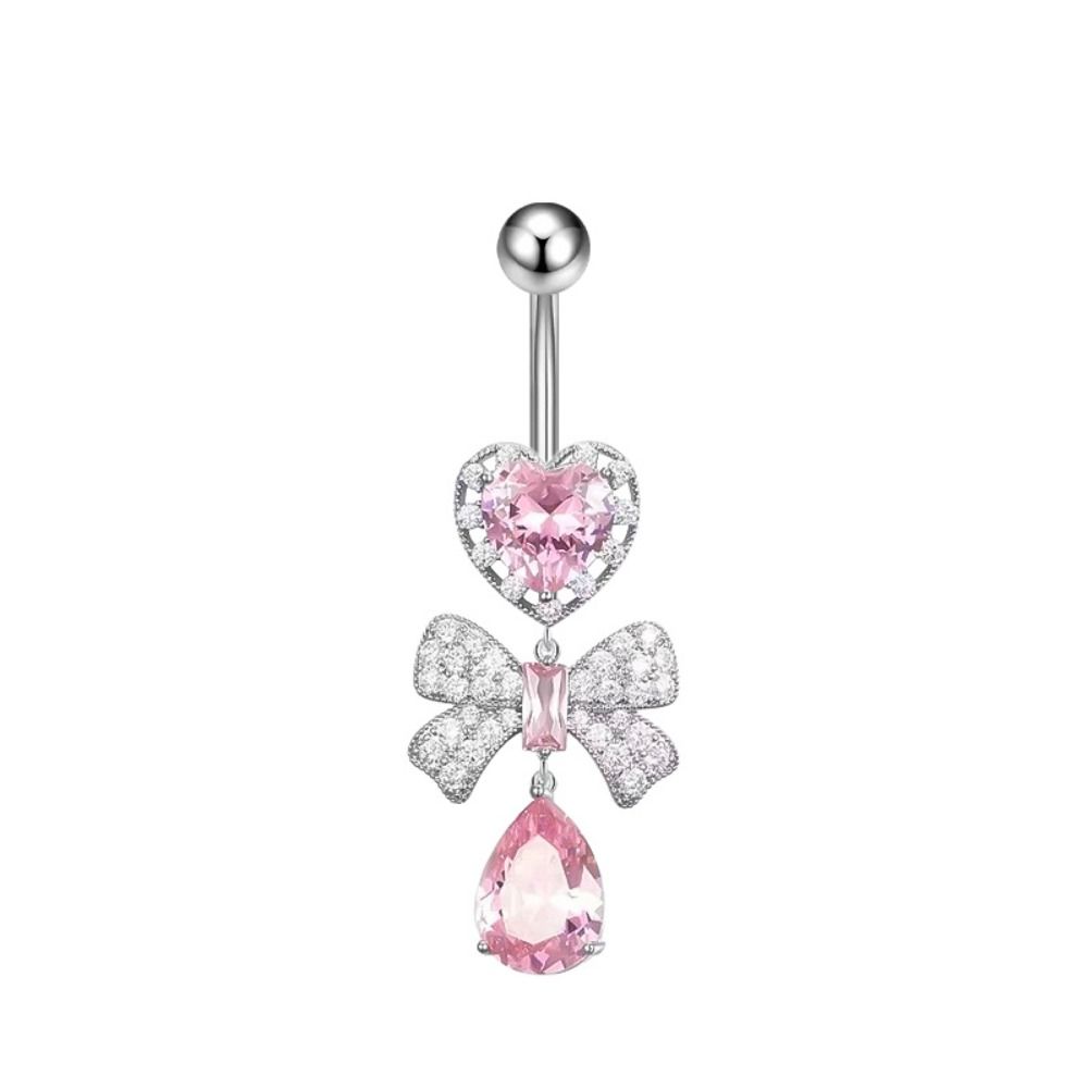 Кольцо для пупка со стразами и цирконием из нержавеющей стали в форме сердца, пирсинг для тела, ювелирное изделие в подарок
