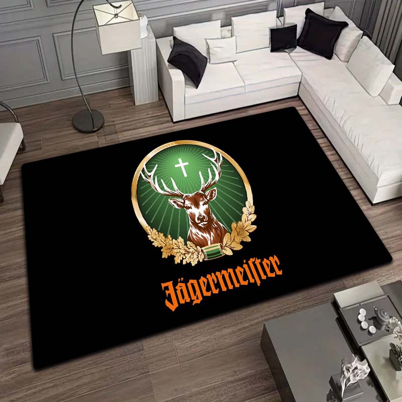 J Jagermeister Логотип с оленем Фланелевый Ковер с принтом Нескользящий Моющийся Коврик для пола Гостиная Спальня Декор для дивана Внутренний Коврик для двери Подарок