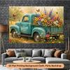 1 piece of 2D flat background cloth, vintage truck with a full load of beautiful flowers as a background, multi-function