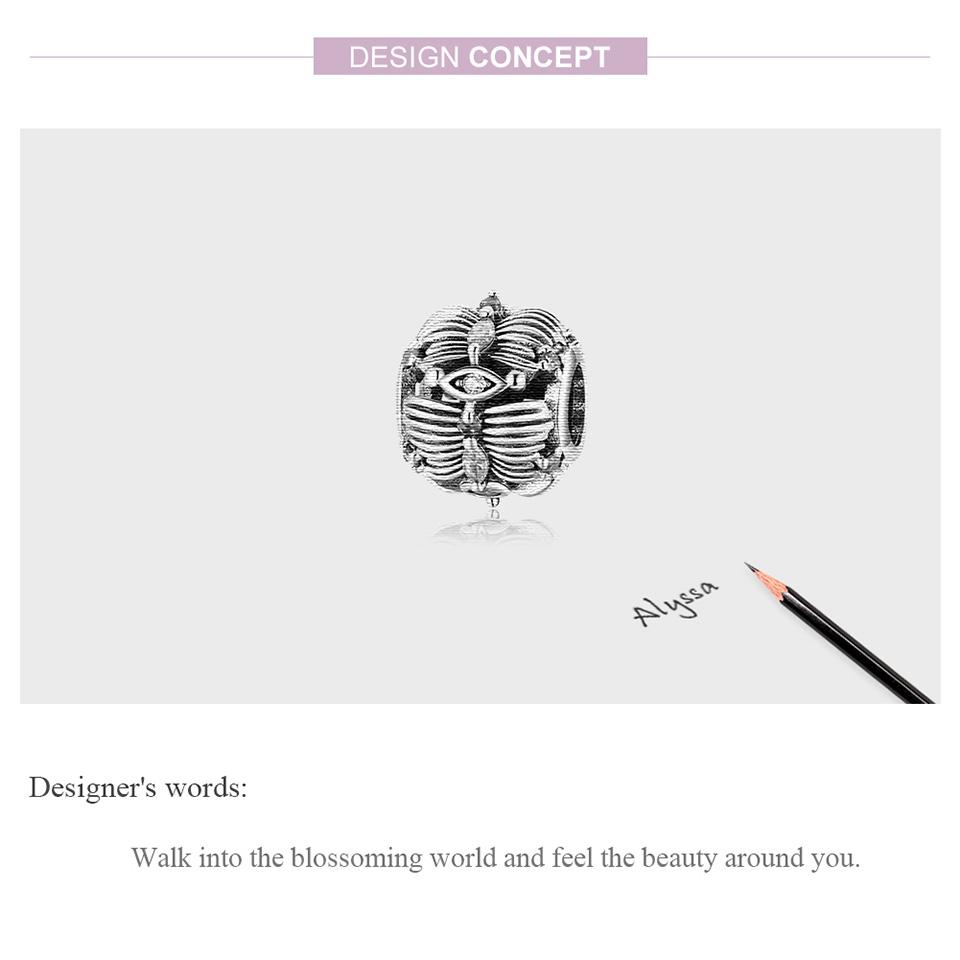 WOSTU Очаровательные бусины в стиле ретро из стерлингового серебра 925 пробы с цветущими цветами и бабочками подходят для оригинального браслета диаметром 3 мм.