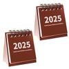 2Pcs 2025 Desk Calendar Mini Desktop Standing Flip Calendar Portable School Stationery Learning Planner Pocket Calendar