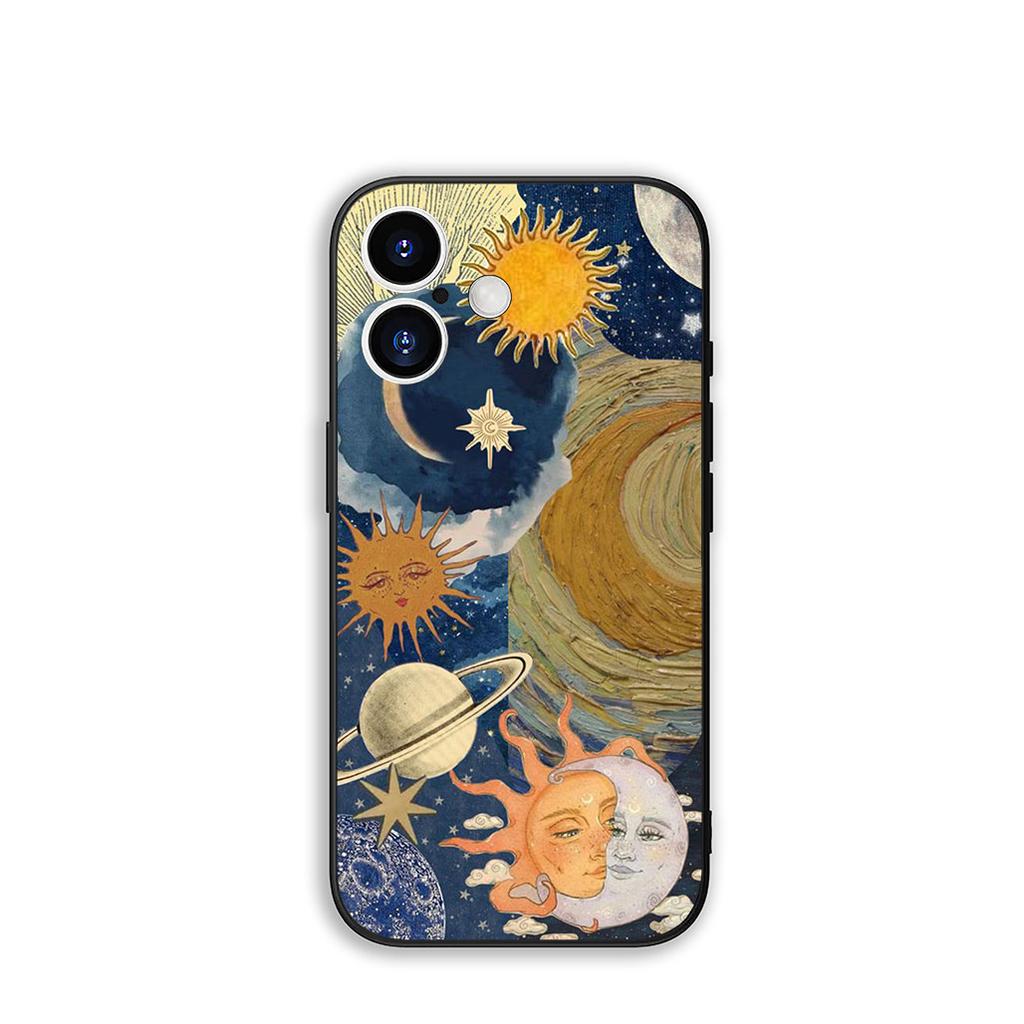 Для OPPO A54 A40 A60 A80 A18 A16 A17 A38 A78 A79 A57 A55 A96 A15 A12 Чехол для телефона Смешное лицо Солнце Луна Корпус