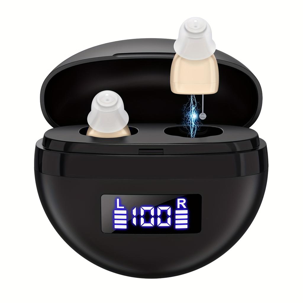 1 пара перезаряжаемых слуховых аппаратов для пожилых и взрослых с шумоподавлением, невидимые внутриканальные цифровые усилители слуха