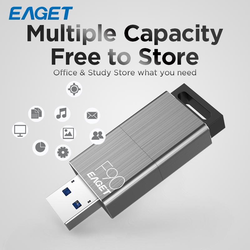 EAGET USB 3.2 Флеш-накопитель с выдвижным разъемом, емкостью 256 ГБ и скоростью передачи 120 МБ/с
