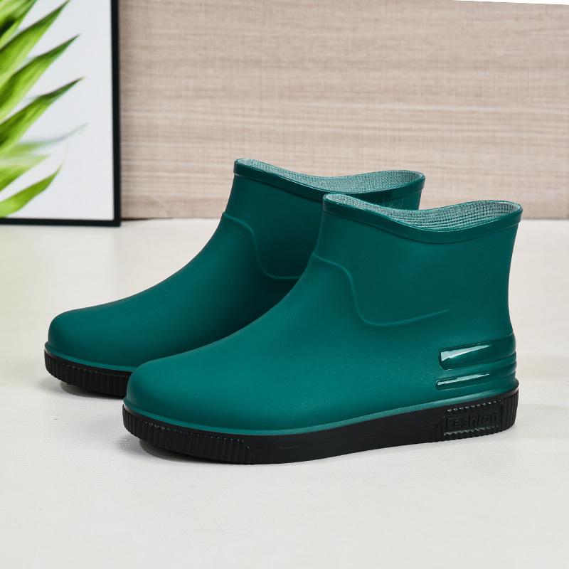 New Fashionable Women's Low-tube Rain Boots Warm and Non-slip Short Tube Water Shoes Beef Tendon Sole Wear-resistant Adult Water Shoes