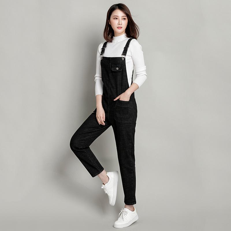 Women Casual Denim Jumpsuit Overalls Fashion Streetwear Casual High Waist Pockets Front Full Length Romper Playsuit Plus Size