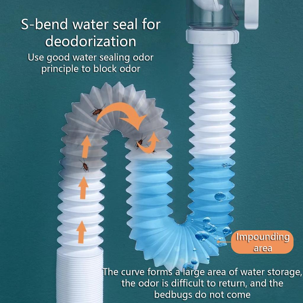 Rotatable Anti Odor Drain Pipe Easy To Install & Clean ABS Rotating Drain Pipe Bathroom Accessory for Washbasin & Sink