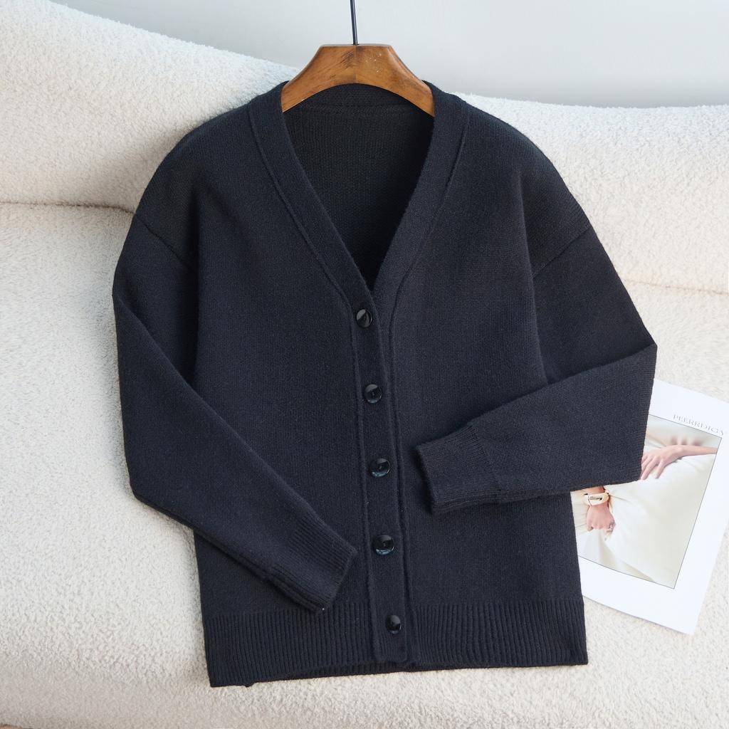 Single-breasted Knitted Cardigan Jacket Loose Long-sleeved Warm Top