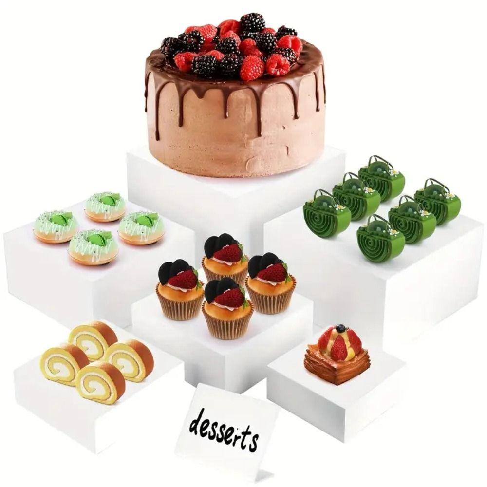 6pcs/set Square Buffet Riser Table Display Stand  For Party Wedding Toy Figure Jewelry Display
