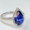 Sapphire Engagement Ring for Women, Blue Pear Sapphire Ring, 4.04 Carat Sapphire Natural Diamonds, Wedding Jewelry, Gift for Her