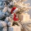 Рождественский ornament 'Красная гитара' для елки, 2D плоский акриловый кулон с уникальным подарком 'Шапка Санты', Декор для кантри-музыки, для музыкантов