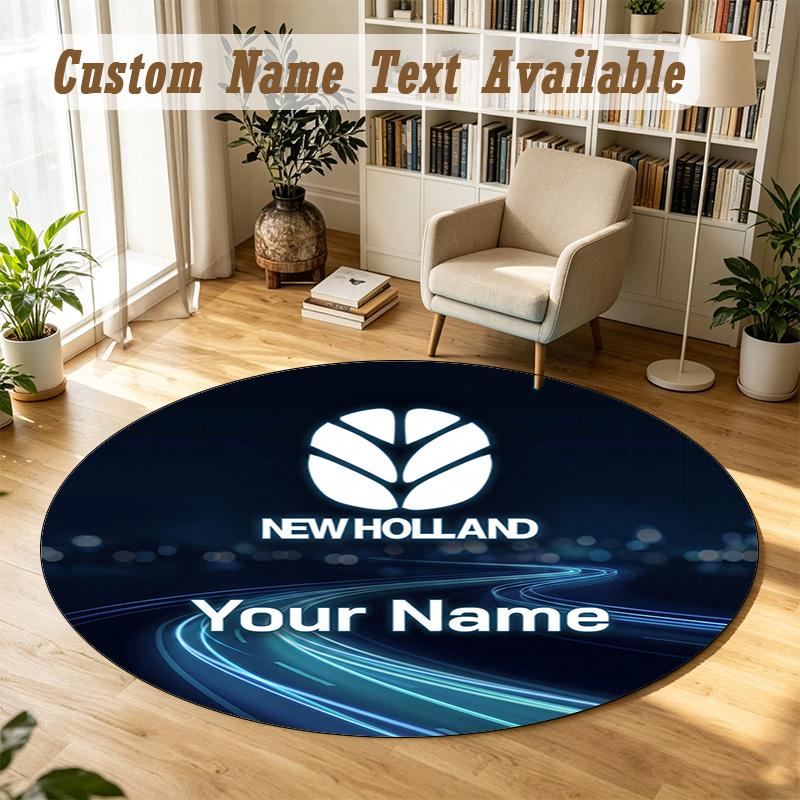 Round Rug Custom NameNew Holland Pattern Non Slip Carpet Home Floor Decor