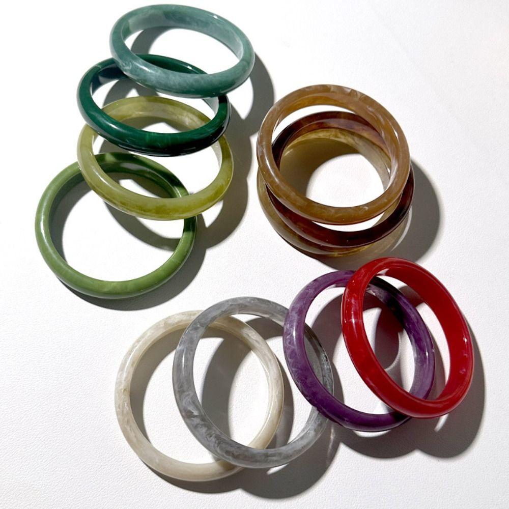 Circular Resin Bangle Bohemian Retro Hand Ring Cute Circular Geometric Bracelet Spring Summer