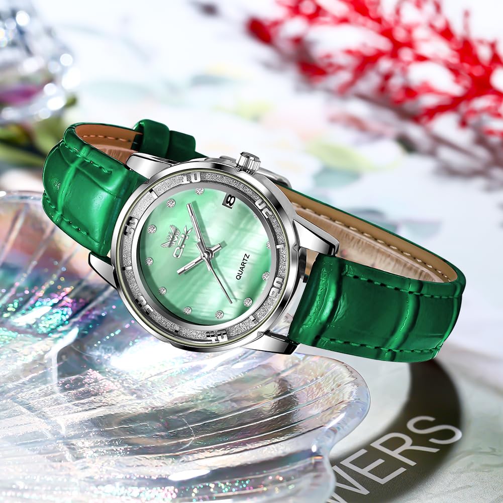OPK Easy to Leather Luminous Watch для зеленых женских часов, популярные, простые, женские часы, кварцевые, читают, стильные, элегантные, удобные, ремешок, дата,