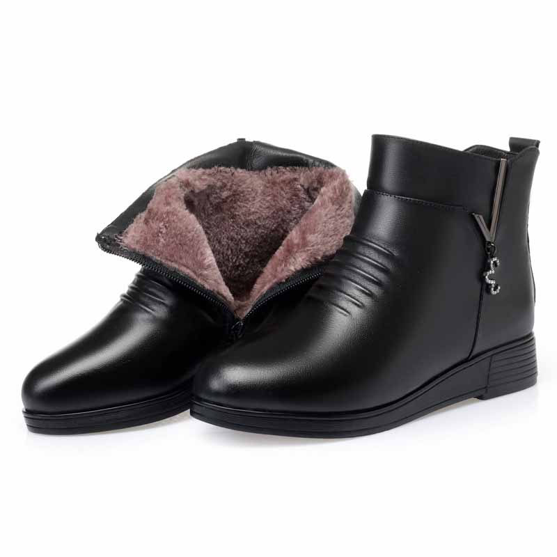 Теплые короткие сапоги, женская большая нескользящая обувь для мам, зимняя флисовая хлопковая обувь на плоском каблуке для среднего и старшего возраста