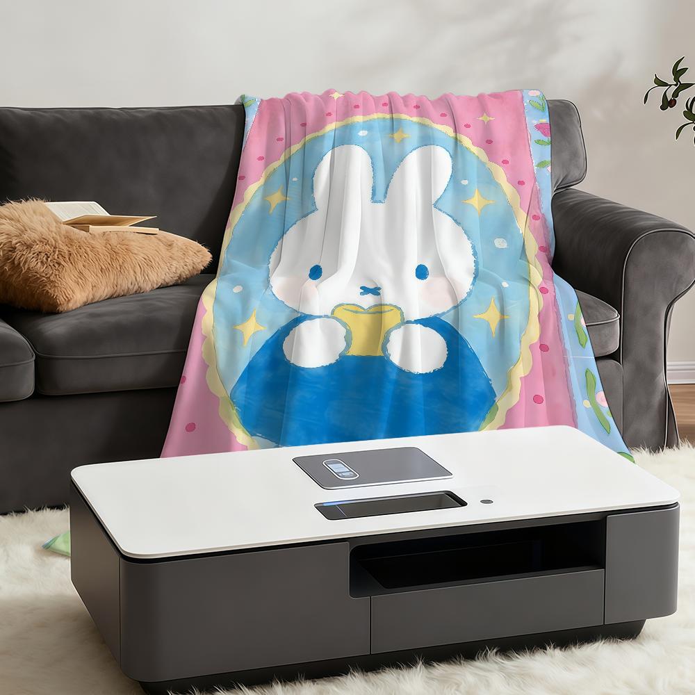 Cute Cartoon M-MiffyS-ES Rabbit Blanket Throw Super Cosy Plush Living Room Sofa Couch Childish Birthday Gifts