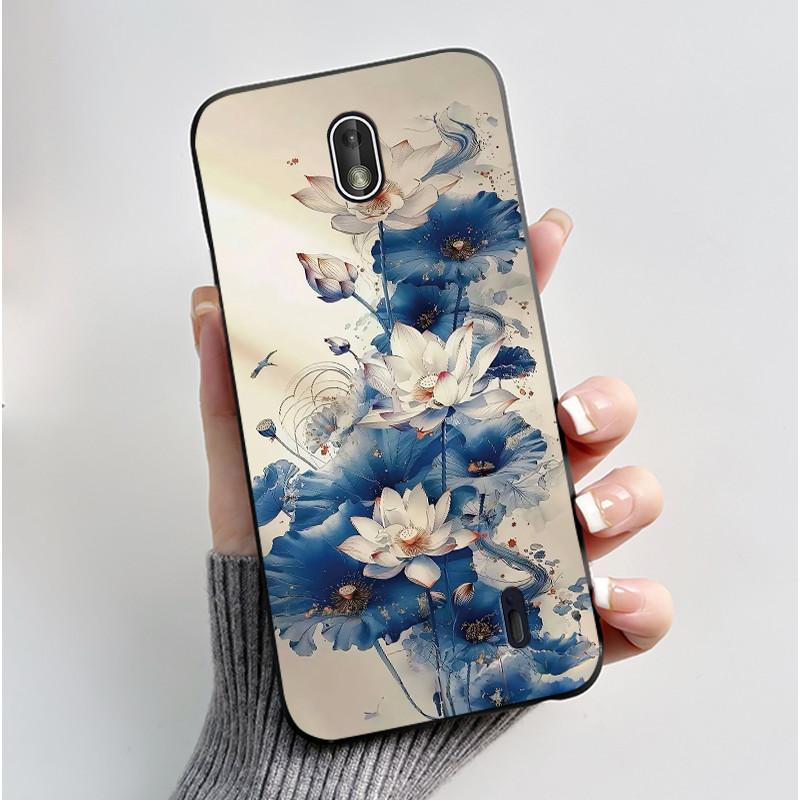 For Nokia 1 INS Black Case For Nokia 1 Plus Shockproof Soft Back Cover Shockproof Chrysanthemum Pattern Jelly Bumper Cover