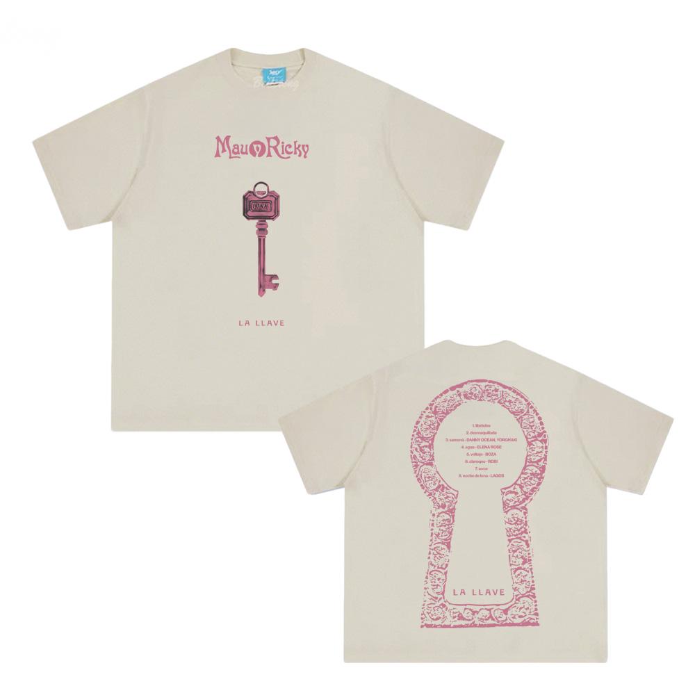 Mau Y Ricky - LA LLAVE Футболка Летняя футболка с круглым вырезом 100% хлопок Одежда Высокое качество Женская/Мужская Хип-хоп Топы