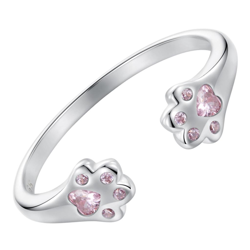 Silver universal ring with crystal paws, silver 925