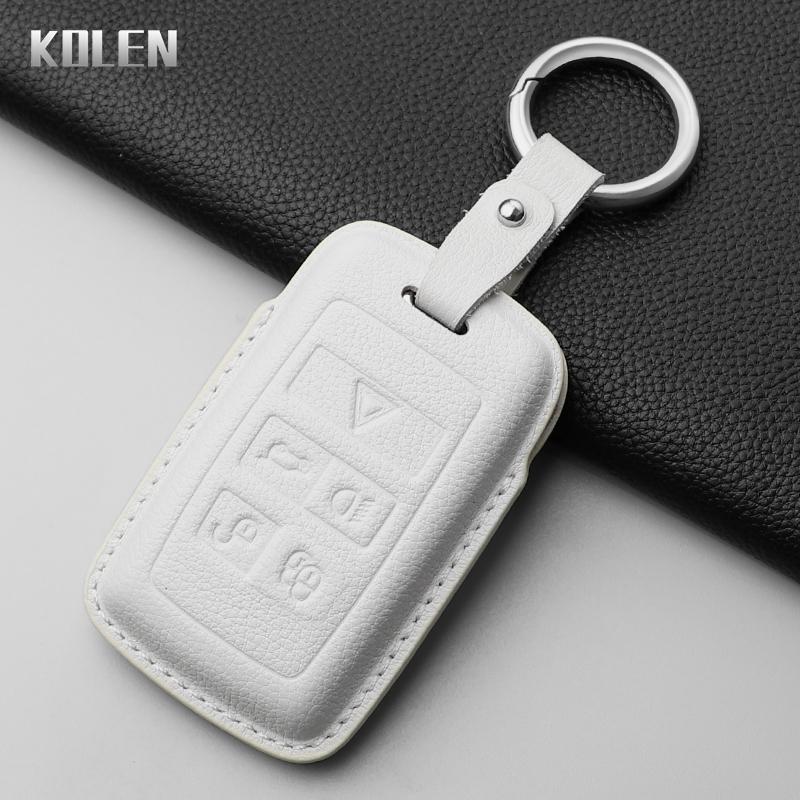 Leather Car Key Case Cover Shell for Land Rover Range Rover Sport Evoque Velar Discovery Jaguar XE XF E-Pace F-Pace XJ Keychain