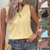 New European and American 2023 Summer Women's Solid Color Casual Round Neck Buttoned Vest T-shirt.