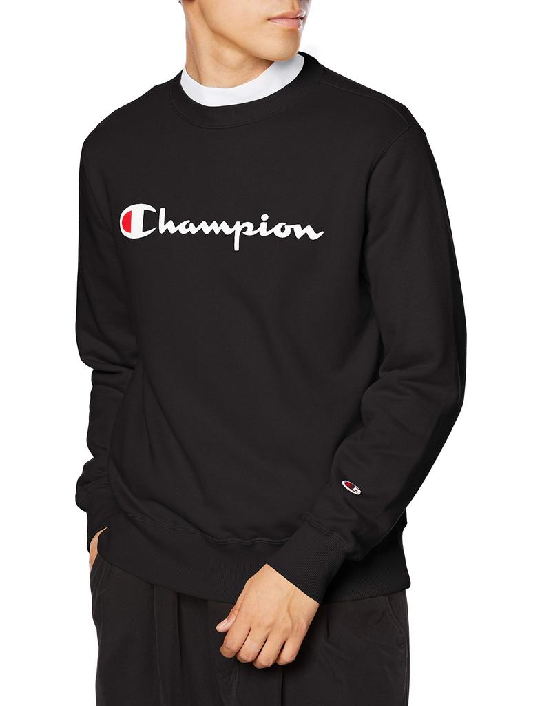 SWEATSHIRT Long Script Logo Crew Neck M [Champion] (Old Model) Sweatshirt, Sleeve, Print, Sweatshirt, Basic, Men's, Black,