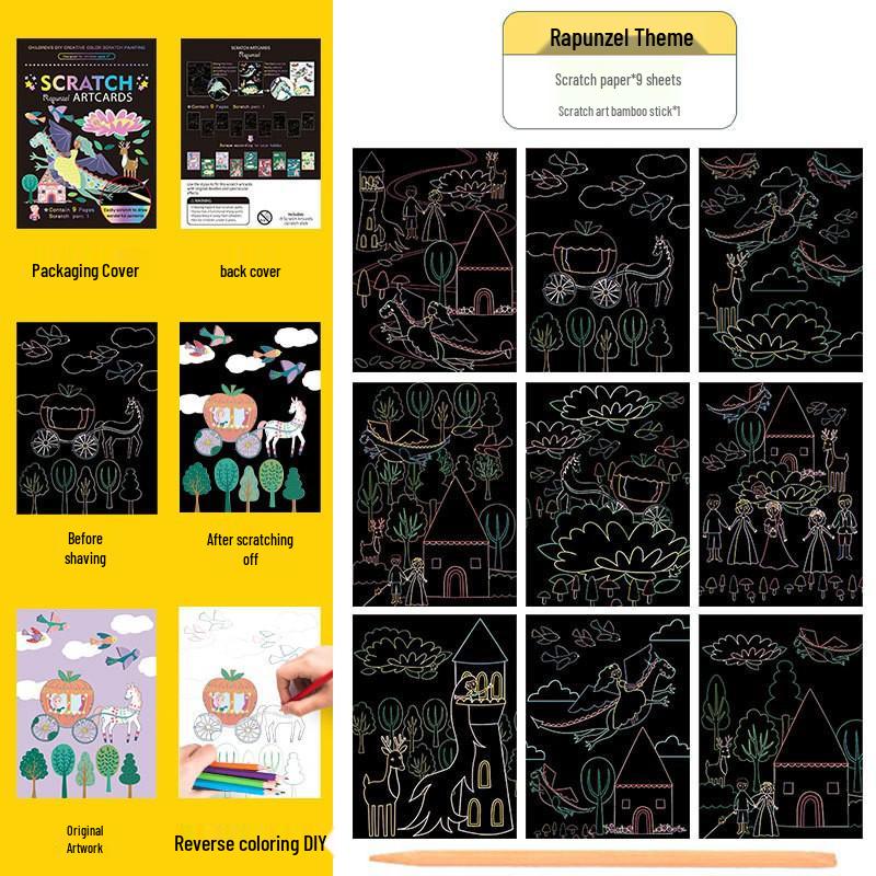 Children's Colorful DIY Scratch Art Book for Kindergarten Creativity