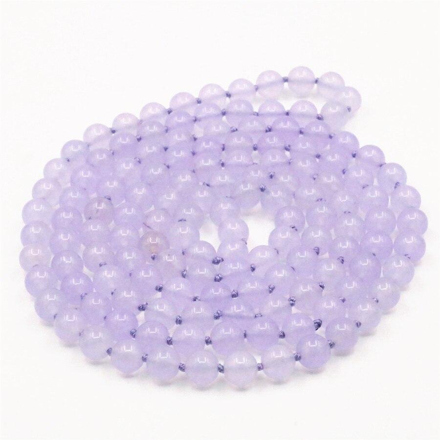 New Accessory Chalcedony Beads Purple Crystal Necklace Natural Stone for Women Girls Gifts Party Ball Jewelry Making 8mm 50inch