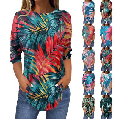 Женские футболки с рукавами 3/4, однотонные пуловеры, летние весенние топы, блузки