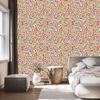 Wallpaper Small Flowers Beige and Green for Living Room and Bedroom 50x1000