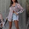 Fashion Versatile Shirt Satin Striped Retro Temperament Long Sleeve Women's Shirt