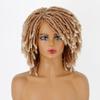 MISSQUEEN Парик Короткий вьющийся плетеный парик Подходит для чернокожих женщин Боковая часть Синтетический витой парик с челкой Боковая часть Градиент Коричневый