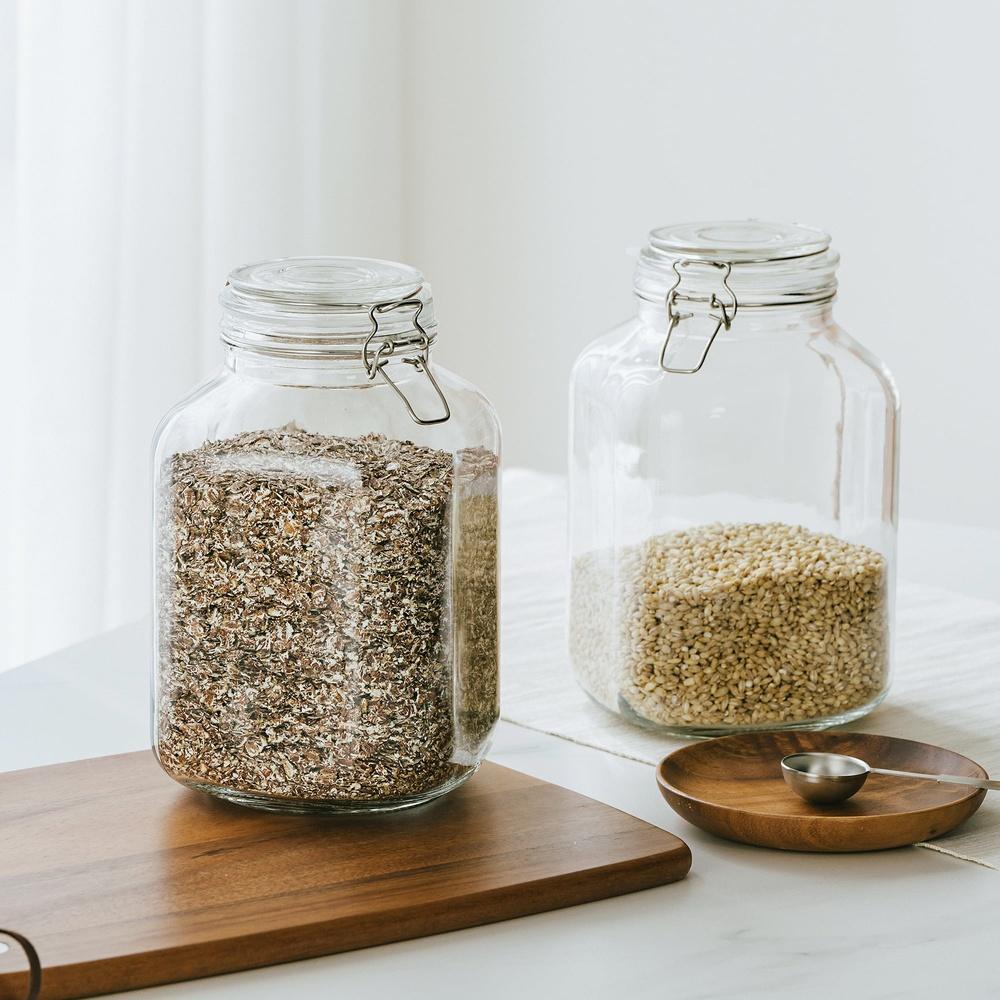 Герметичная стеклянная банка 106 унций, банка для хранения с крышкой-замком, для кофейных зерен, хлопьев, закусок, специй, сухих продуктов