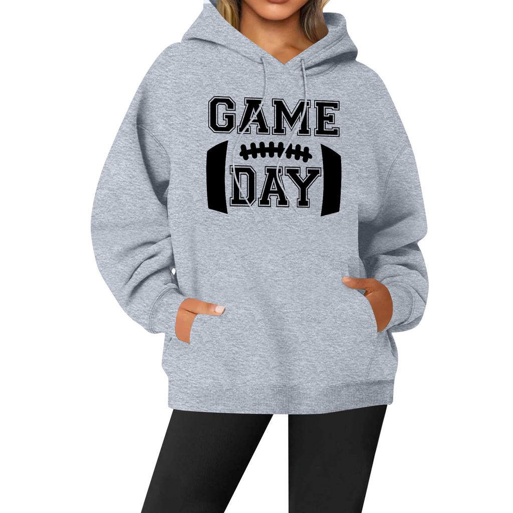 Женская повседневная модная однотонная толстовка с капюшоном и принтом регби с длинными рукавами