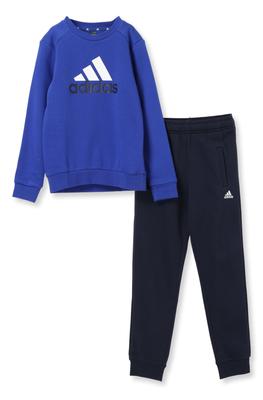 Комплект флисовых джоггеров Adidas Essentials с большим логотипом для детей J150, DTP58, верх полутихий синий, низ (IV7307),