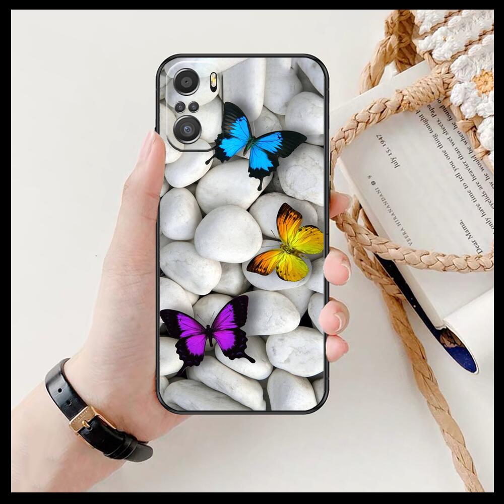 Красивый узор бабочки для Xiaomi Redmi Note 10S 10 9T 9S 9 8T 8 7S 7 6 5A 5 Pro Max мягкий черный чехол для телефона