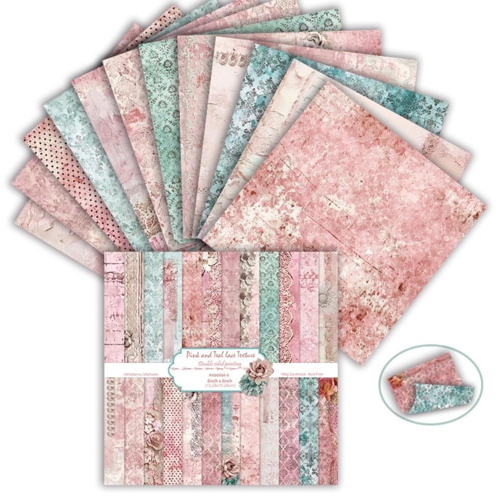24Sheets Floral Pattern Scrapbook Paper 6 Inch Background Paper Decorative Paper DIY Craft