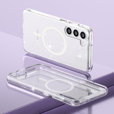 Для Samsung Galaxy S23+ Тонкий Прозрачный Чехол для Телефона Жесткий ПК Мягкий ТПУ Противоударный Магнитный Чехол