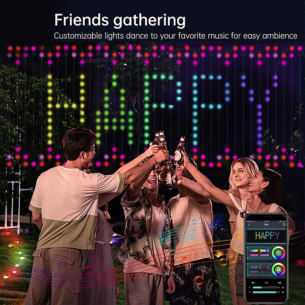 400 светодиодных интеллектуальных занавесок, RGBIC цветные гирлянды, меняющие цвет, гирлянды DIY с регулируемой яркостью и музыкой для спальни и двора
