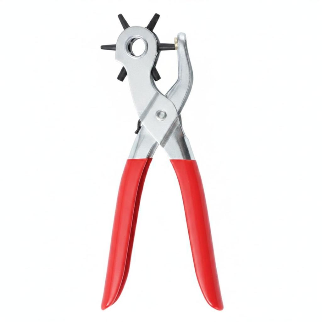 Manual Leather Hole Punch Pliers - Carbon Steel Belt Punch Tool for Crafting, Repair Straps - 8.5 Inch Heavy Duty Hand Tool (1 Pack)