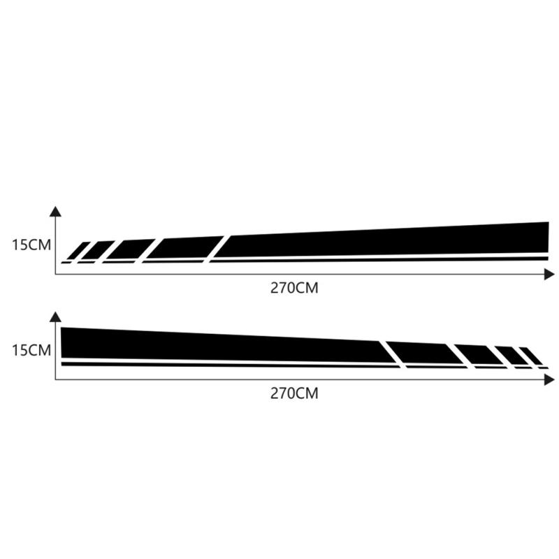2pcs D-1227 Car Side Skirt Sticker Long Stripe Shelter Scratches Film Wrap Stickers Tuning Diy