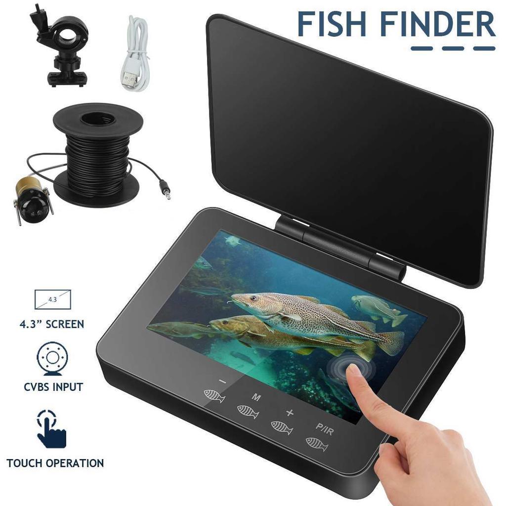 4,3-дюймовый IPS-монитор, визуальный эхолот, HD-камера для рыбалки с кабелем 30 м, 1000TVL, подводная камера ночного видения, рыболовные фонари