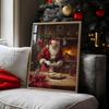 Santa Claus Baking Christmas Print, Santa Claus Christmas Poster, Vintage Holiday Wall Art, Retro Christmas Poster Frameless