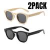 2 шт. Модные маленькие круглые солнцезащитные очки Женские Ретро Прозрачные Океанические Линзы Оттенки UV400 Мужские Заклепки Панк Солнцезащитные Очки