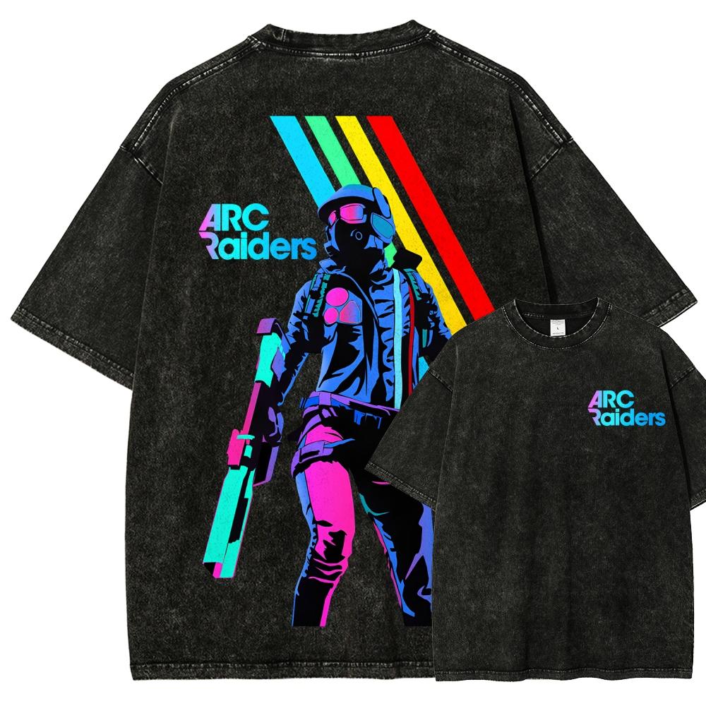 ARC Raiders Washed T Shirt Unisex Personality Clothes Oversized Suitable for All Seasons Couples High Quality Washed Retro Soft