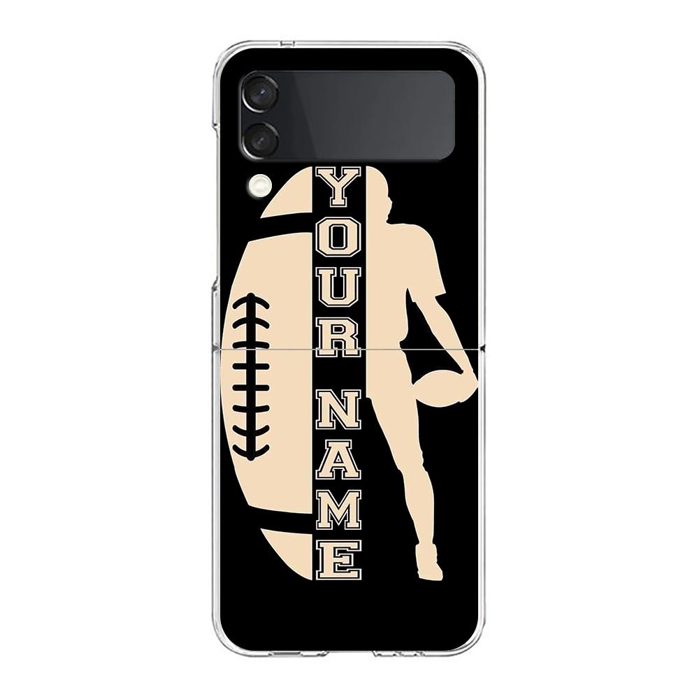 Phone Case For Samsung Galaxy Z Flip 3 4 5 Hard Folding Clear PC Bumper Rugby Ball For Samsung Z Flip 6 Cover