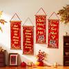 1 Pair Red Couplets Banner Red Couplet 2026 Hangings Sign Wall Hanging Traditional Tet Decor Vietnamese New Year