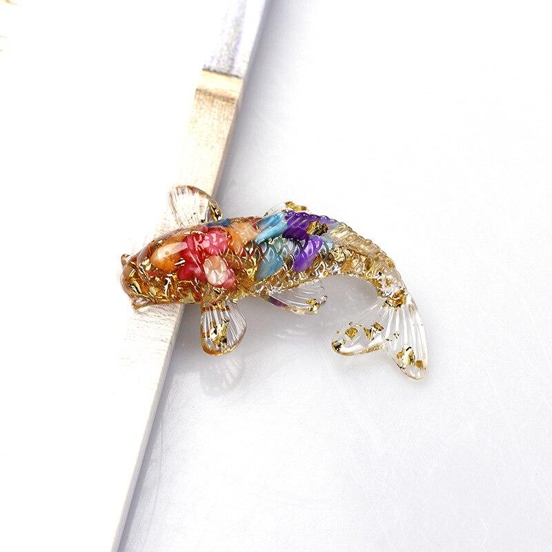 Creative Artificial Fish Turtle Dolphin Jewelry Beautiful Koi Fish Turtle Dolphin Natural Crystal Fish Table Car Home Decoration Gift for Friends