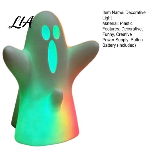 Indoor Party Decor for Kids Halloween Ghost Decorative Light, Spooky LED Table Lamp Ornament, Funny Desktop Decoration Handmade Room with Colorful