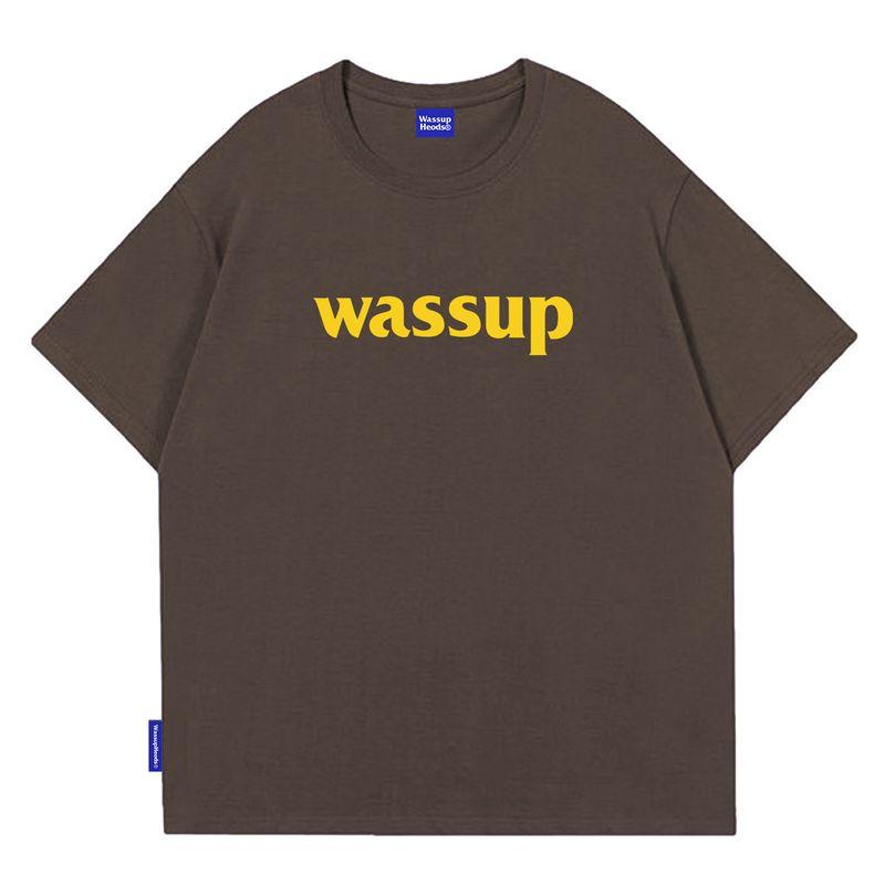Wassup Heods Simple T-Shirt with Built-In Trendy Solid Color Pure Cotton Casual Top for Men and Women Official Store